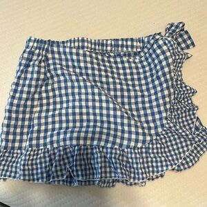 Blue and white checked skort